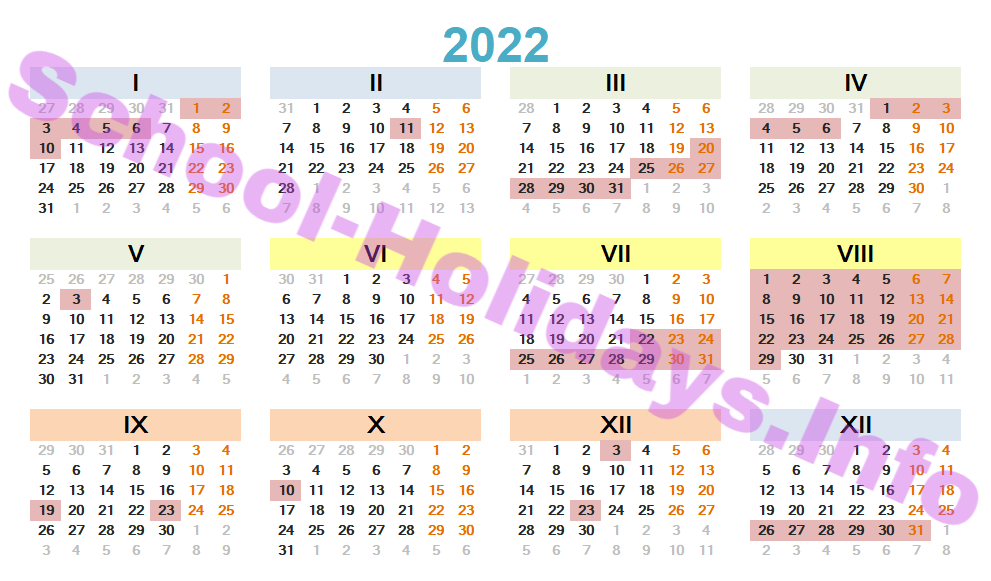 Skoleferier i Japan 2022-kalenderen