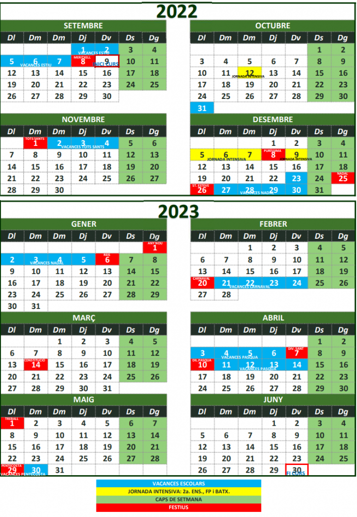 Iskolai szünet Andorrában 2022-2023